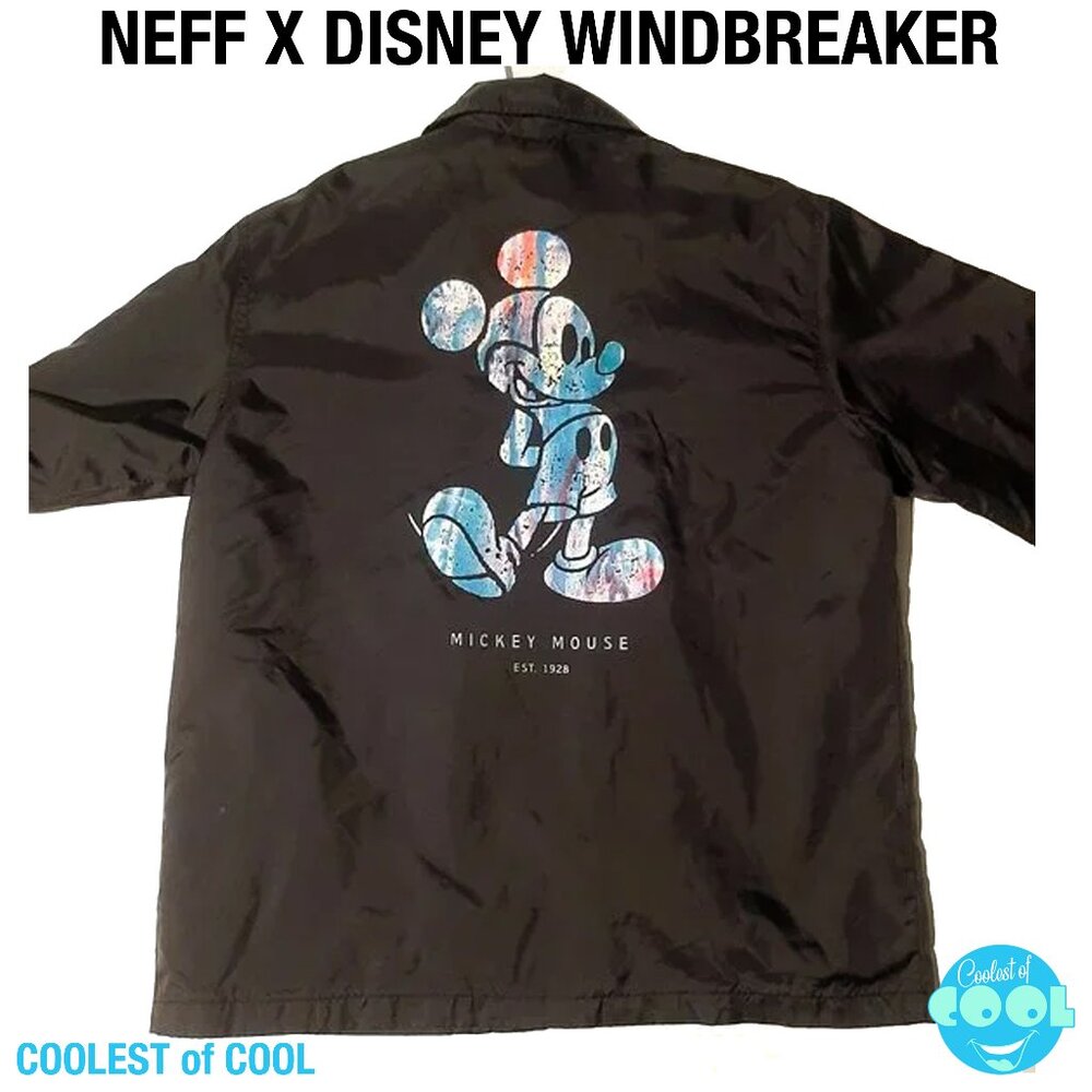 Neff x Disney Mickey Mouse Watercolor graphic Windbreaker Jacket Men Size Large